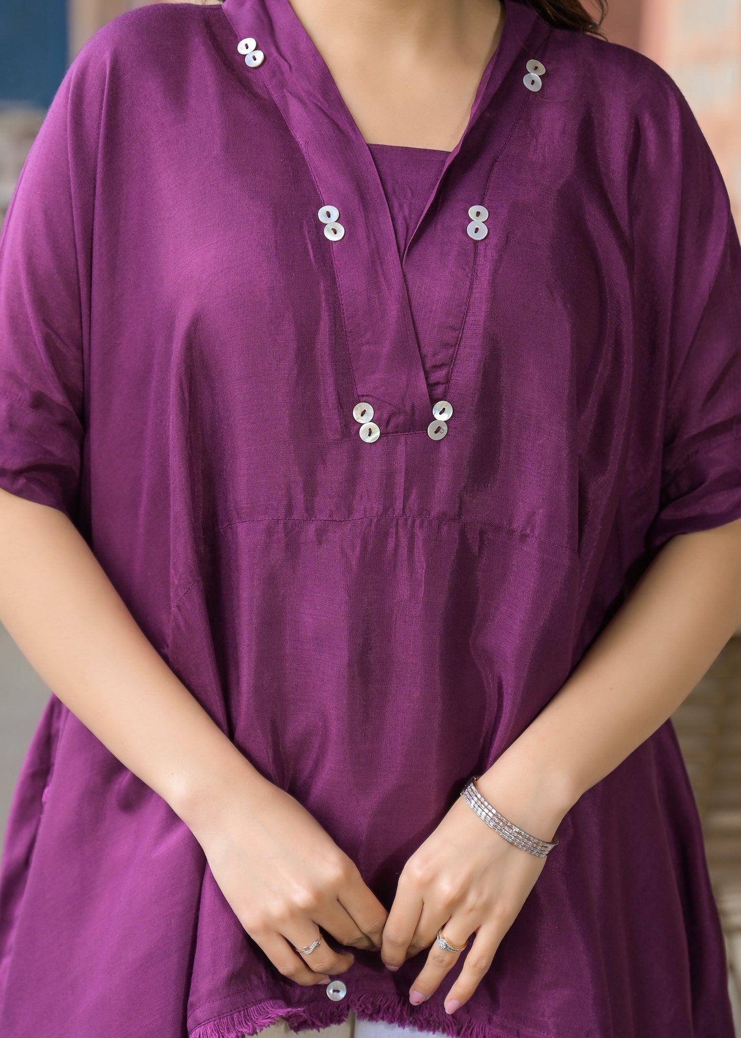 Kaftan kurta 2 Piece Cord Set with Kalamkari Print Bottom