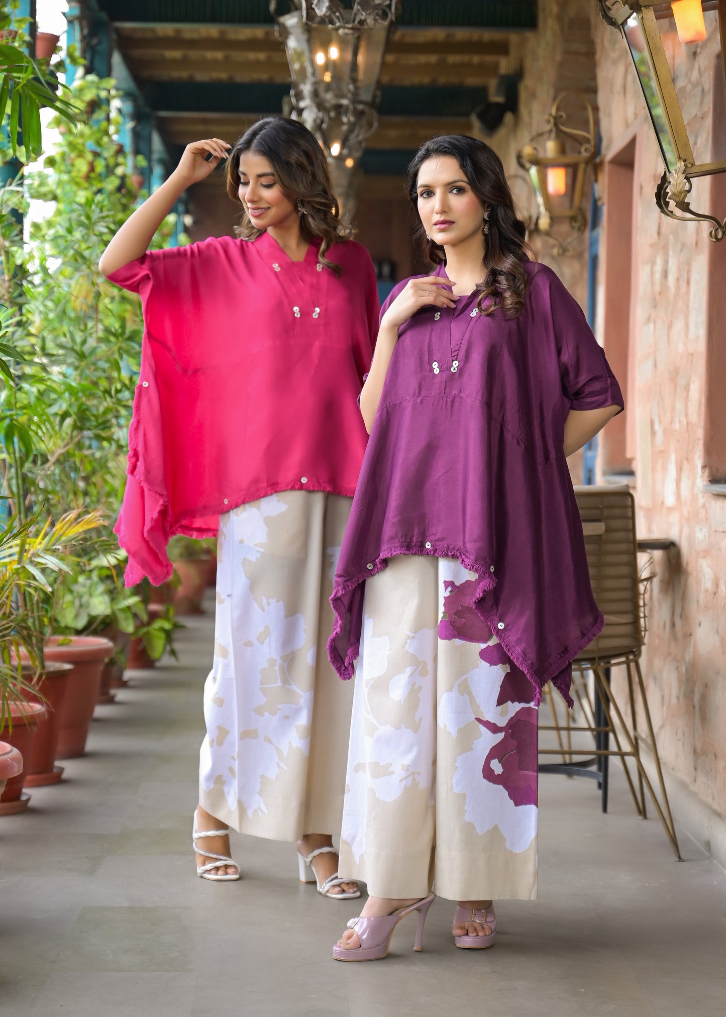 Kaftan kurta 2 Piece Cord Set with Kalamkari Print Bottom