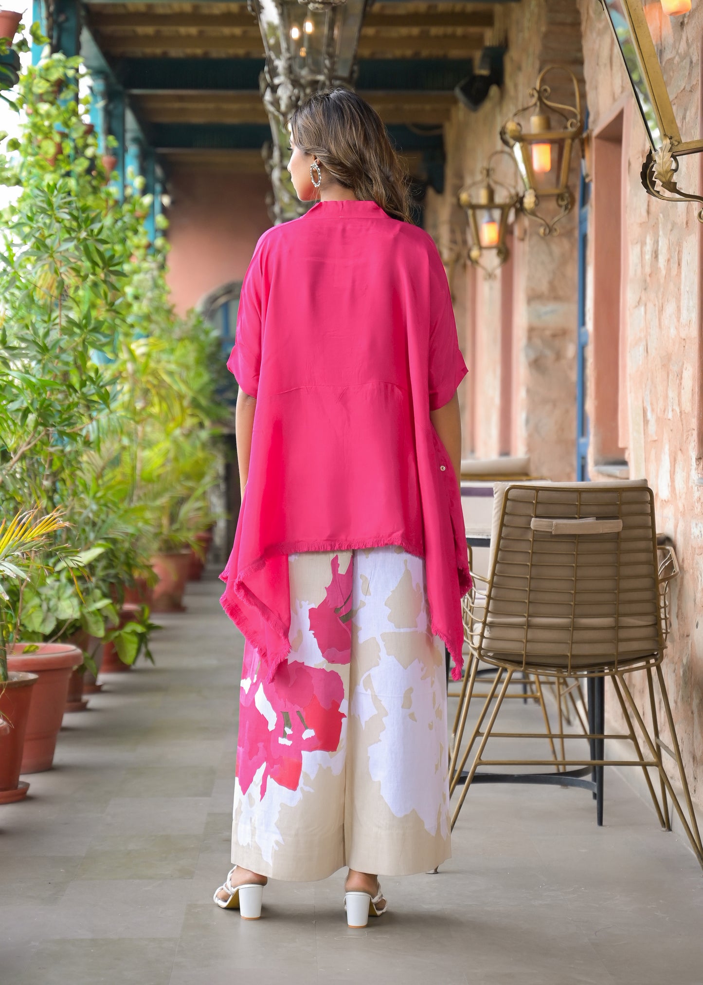 Kaftan kurta 2 Piece Cord Set with Kalamkari Print Bottom