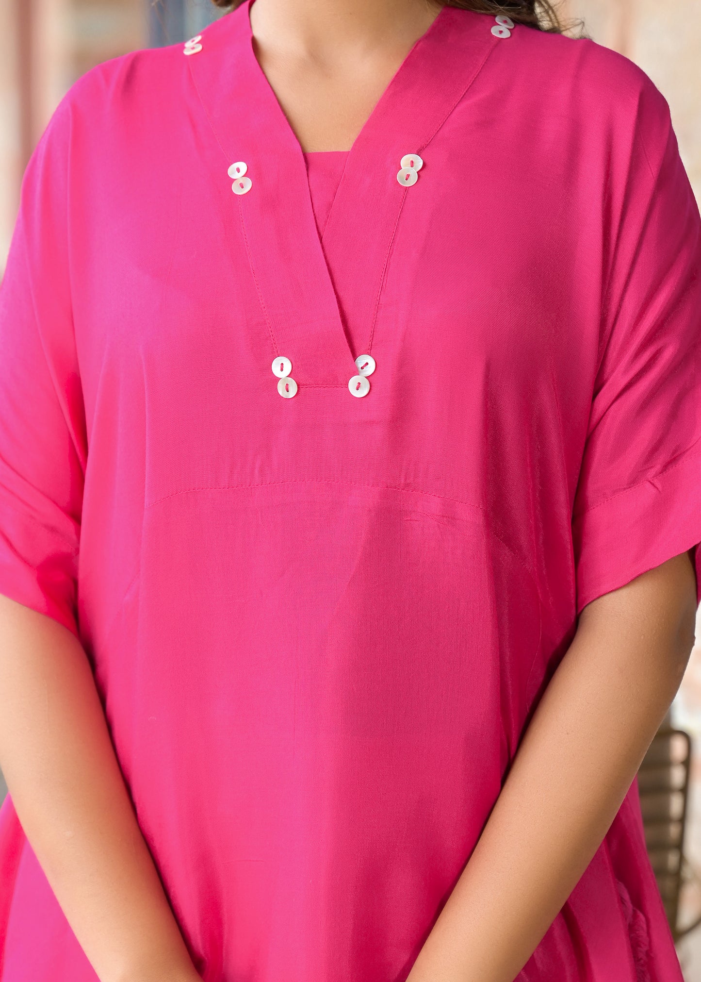 Kaftan kurta 2 Piece Cord Set with Kalamkari Print Bottom