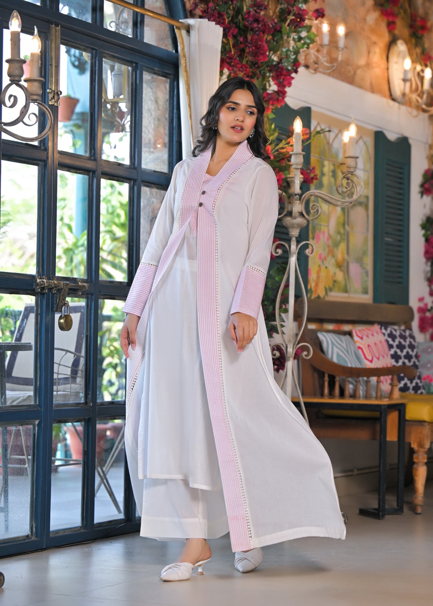 Korean Vibes Cotton 60x60 Long Inner & Bottom with Hand Tagai Work
