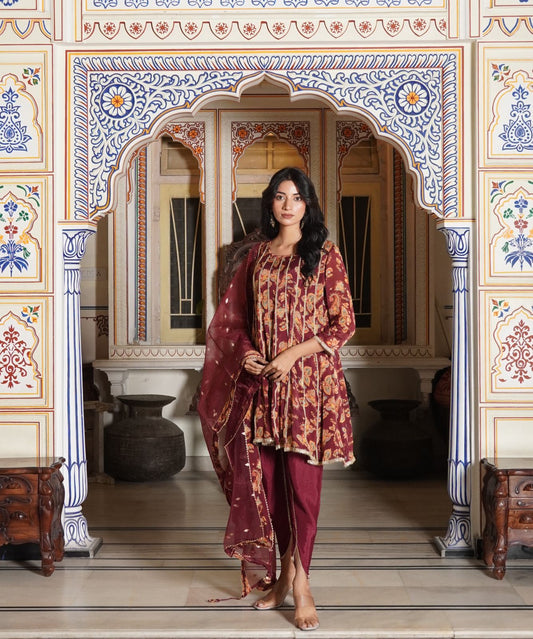 Dhoti Pattern Kurti Set (3 pieces)